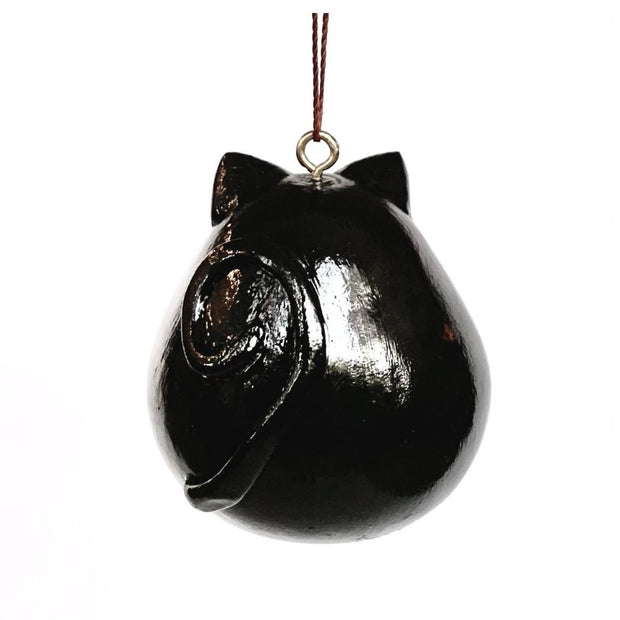 Black and White Cat Gourd Ornament back view