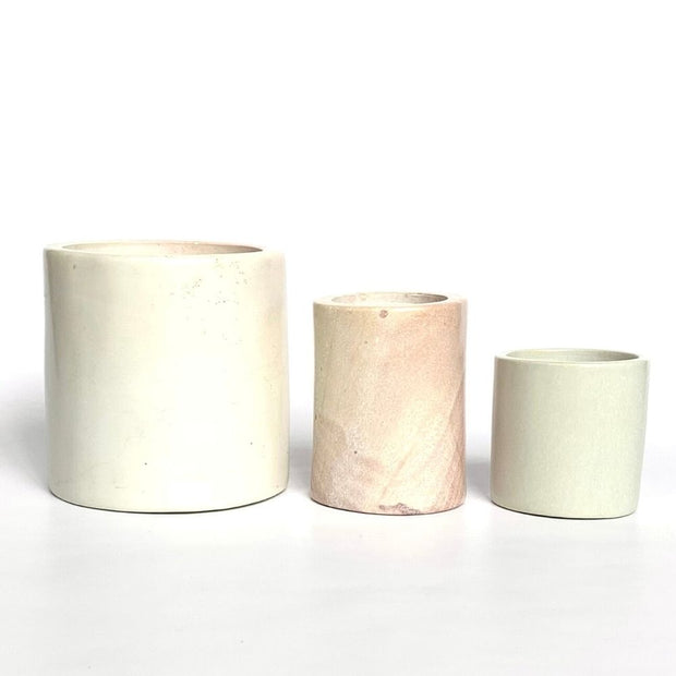 Soapstone Cylinder Planters - Natural