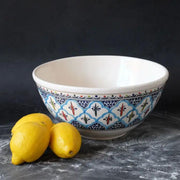 Rosette Large Deep Ceramic Bowl styled with lemons