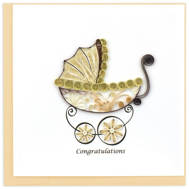 Quilled Baby Carriage Greeting Card