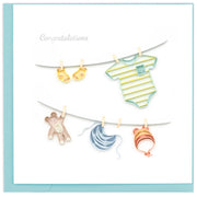 Quilled Baby Clothesline Greeting Card