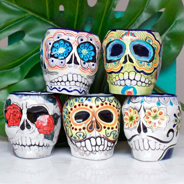 Hand-painted Sugar Skull Ceramic Mug - lifestyle