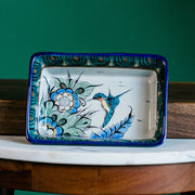 Hand-painted Hummingbird Ceramic Rectangle Dish lifestyle