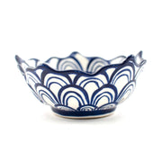 Hand-painted Ceramic Lotus Bowl blue side view