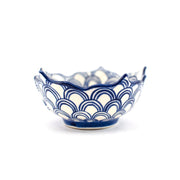 Small Hand-painted Ceramic Lotus Bowl Blue and White sideview