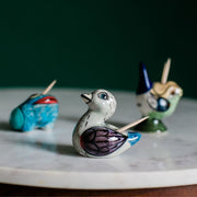 Hand-painted Ceramic Toothpick Holder - Duck, Frog and Canary