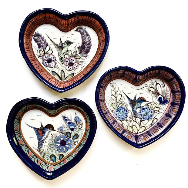 Hand-painted Hummingbird Ceramic Heart Dish