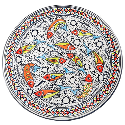Rainbow Fish Hand-painted Ceramic Round Platter