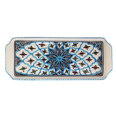 Rosette Hand-painted Rectangular Appetizer Tray