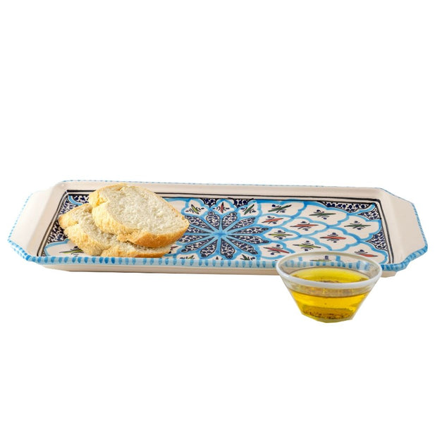 Rosette Hand-painted Rectangular Appetizer Tray lifestyle