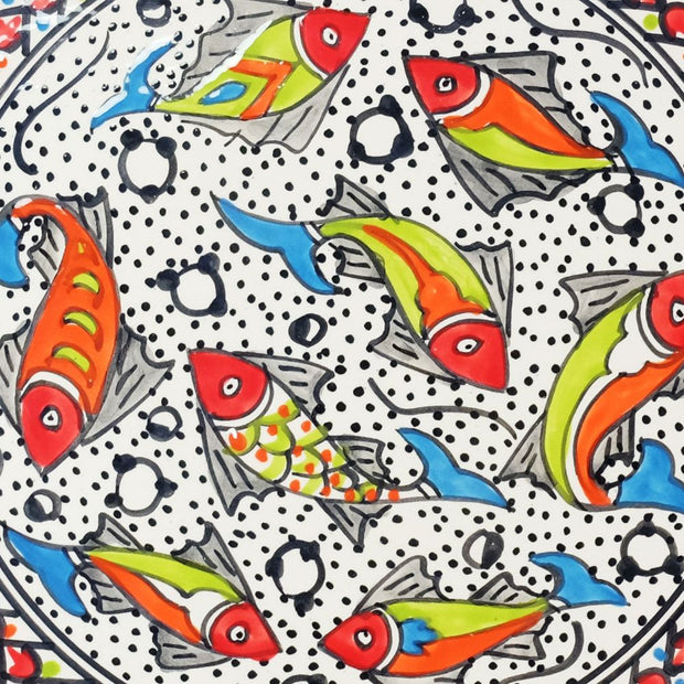 Rainbow Fish Hand-painted Ceramic Tapas Server Set design detail