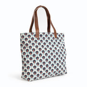 Canvas Tote with Leather Handles - Lolly Pop side view