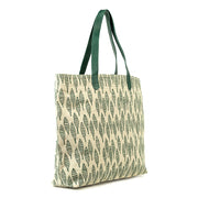 Chaaya Canvas Tote - Malsi Print in Hunter Green front side view