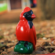 Cardinal Soapstone Sculpture looking to the side