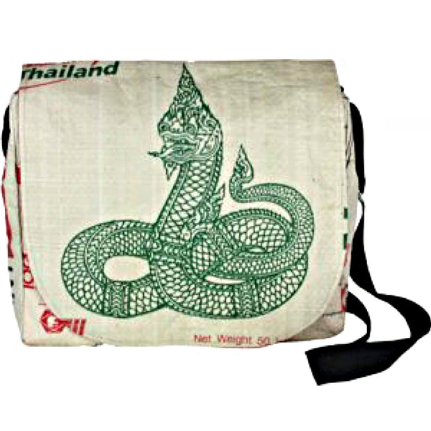Recycled Cement Sack Messenger Bag - Serpent