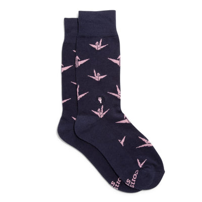 Socks that Fight for Equality Pink Cranes