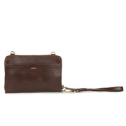 Crossbody Wallet in Brown Leather with wristlet
