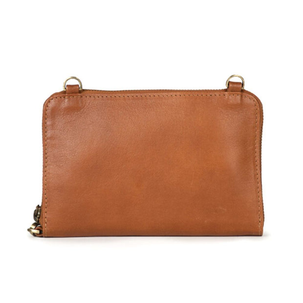 Crossbody Wallet in Camel Leather back view