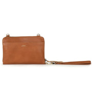 Crossbody Wallet in Camel Leather with wristlet