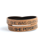 Double Wrap Recycled Leather Bracelet - She Persisted