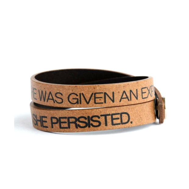Double Wrap Recycled Leather Bracelet - She Persisted