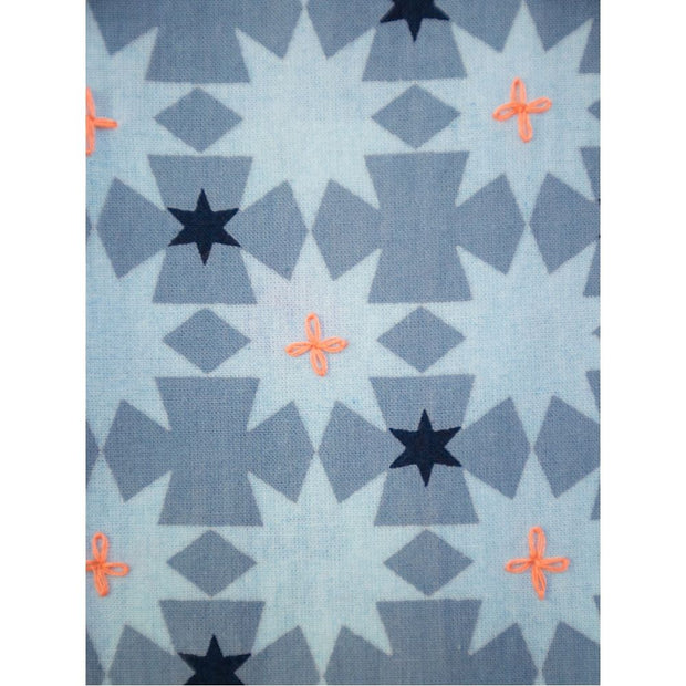 Tic Tac Toe Dress Blue Quilt fabric detail