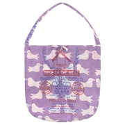 Recycled Flour Sack Batiked Roll-Up Shopper Tote Purple
