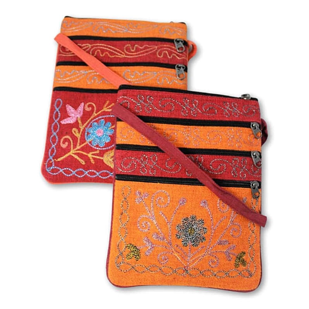 Embroidered Passport Zipper Bag Zee Bee Market LLC