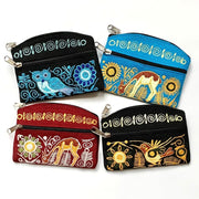 Embroidered Credit Card Coin Purse or Earbuds Pouch