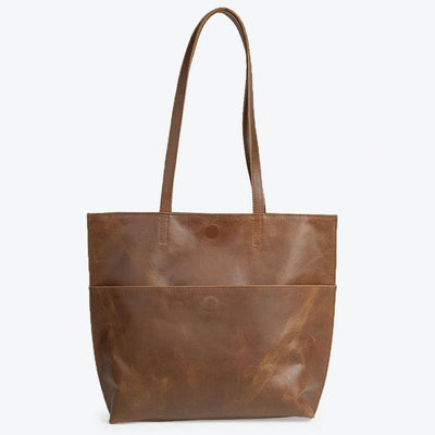 Everyday Leather Tote Brown by JOYN - back view