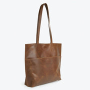 Everyday Leather Tote Brown by JOYN - side view