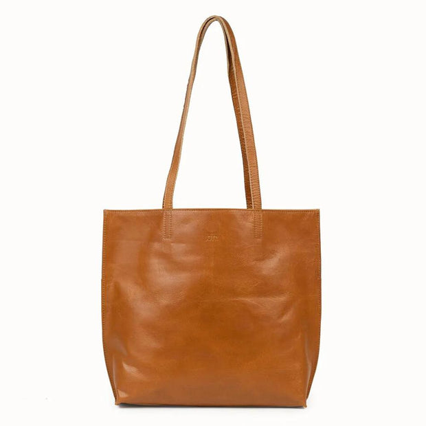 Everyday Tote in Camel Leather