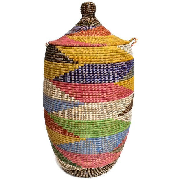 Extra Large Multicolor Lidded Hamper Basket B