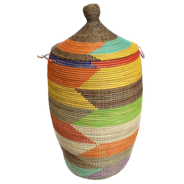 Extra Large Multicolor Lidded Hamper Basket A