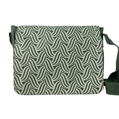 Screen Print Small Messenger - Army Green Waves front
