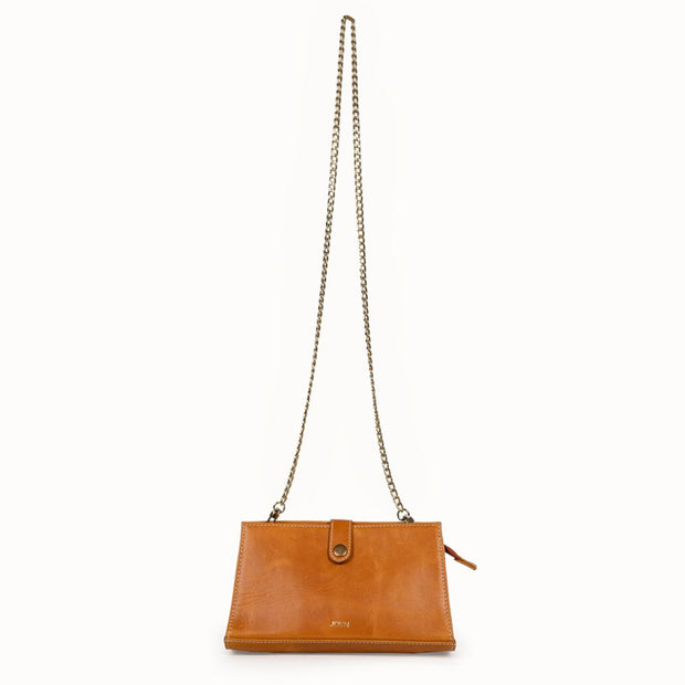 FOUND by JOYN Crossbody Leather Bag with Chain Strap full front view