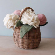 Felt Geranium Flower Stems in a basket
