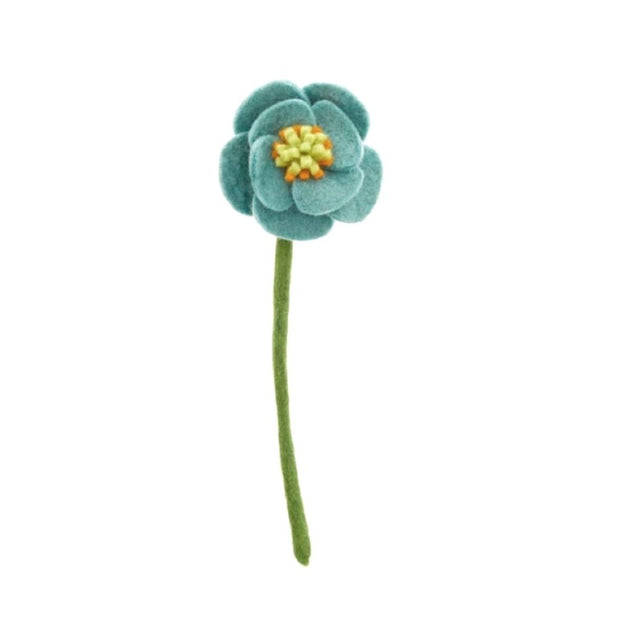 Felt Poppy Flower Stem Blue