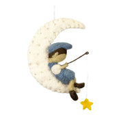 Felt Star Fishing Boy on the Moon Ornament