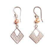 Fair Trade and handmade sterling silver and freshwater pearl filigree Kite earrings