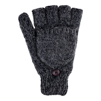 Fingerless Glove with Mitten Pullover - Black