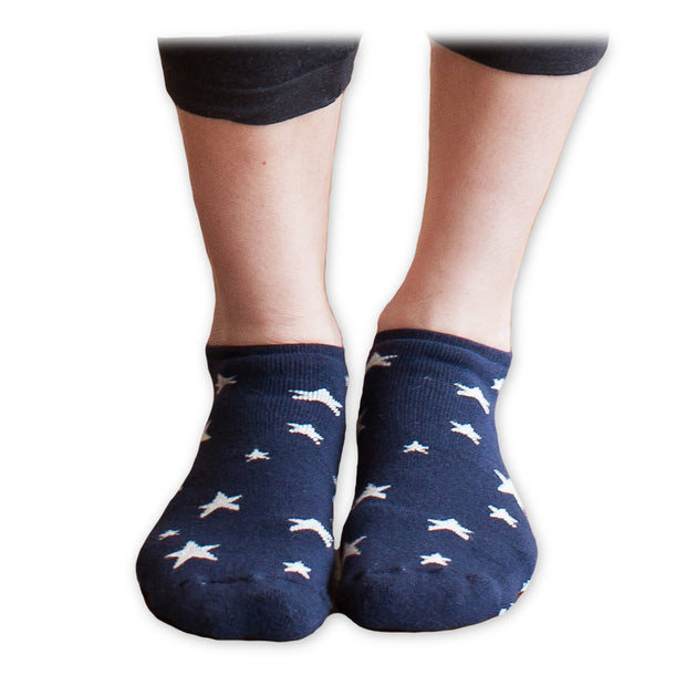 Organic Cotton Navy Stars Footie Sock MODEL