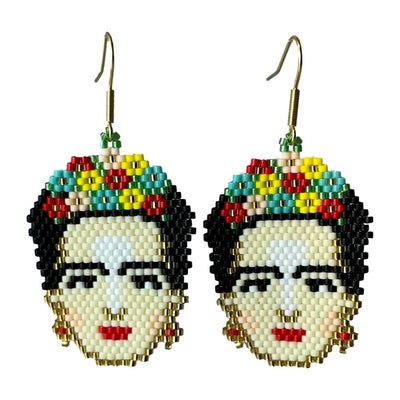 Miyuki glass beaded Frida Kahlo Statement Earrings
