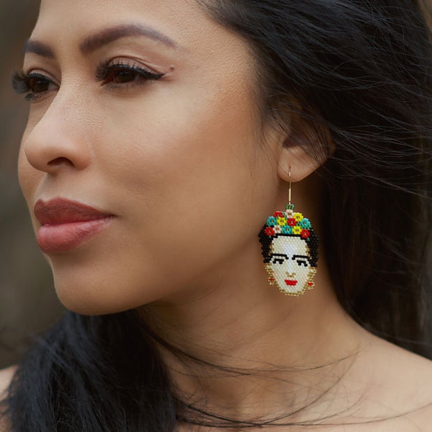Frida Kahlo Earrings on model