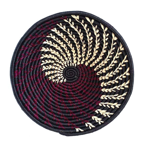 Decorative Black with Cream & Purple Spirals Fruit Basket
