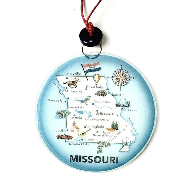 Fused Glass Round Ornament - Missouri State Map