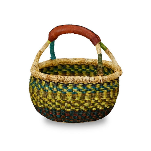 G-149A Bolga Mini Round Basket with Leather Handle version 2