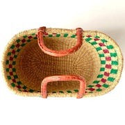 Handmade and Fair Trade Large Oval Basket with Two Leather Handles interior