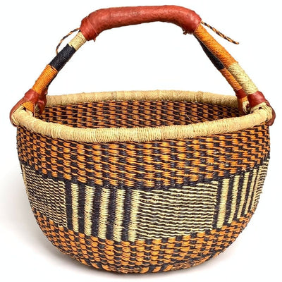 Large Bolga Round Market Basket with Handle