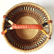 Large Bolga Round Market Basket with Handle interior